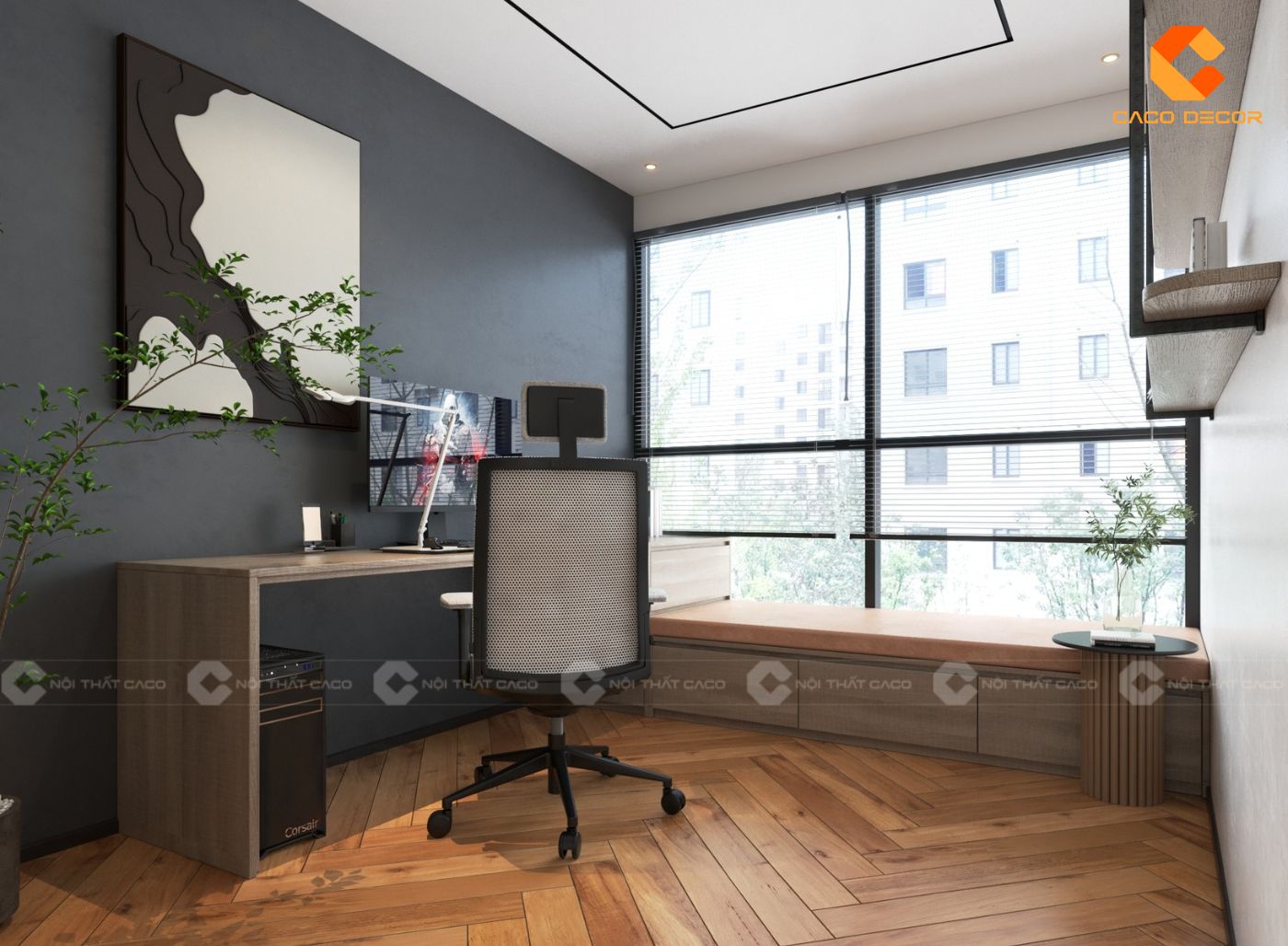 Góc làm việc tối giản đẹp cho chung cư