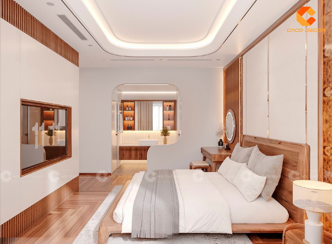 Mẫu nội thất phòng ngủ gỗ tự nhiên có độ bền cao