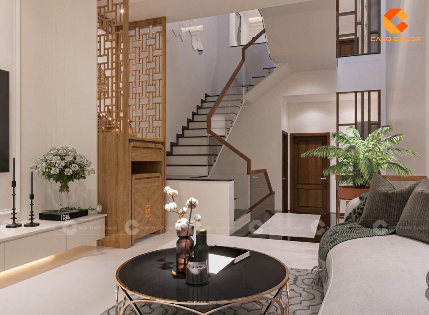 Thi công nội thất phòng khách đẹp hiện đại cho nhà phố