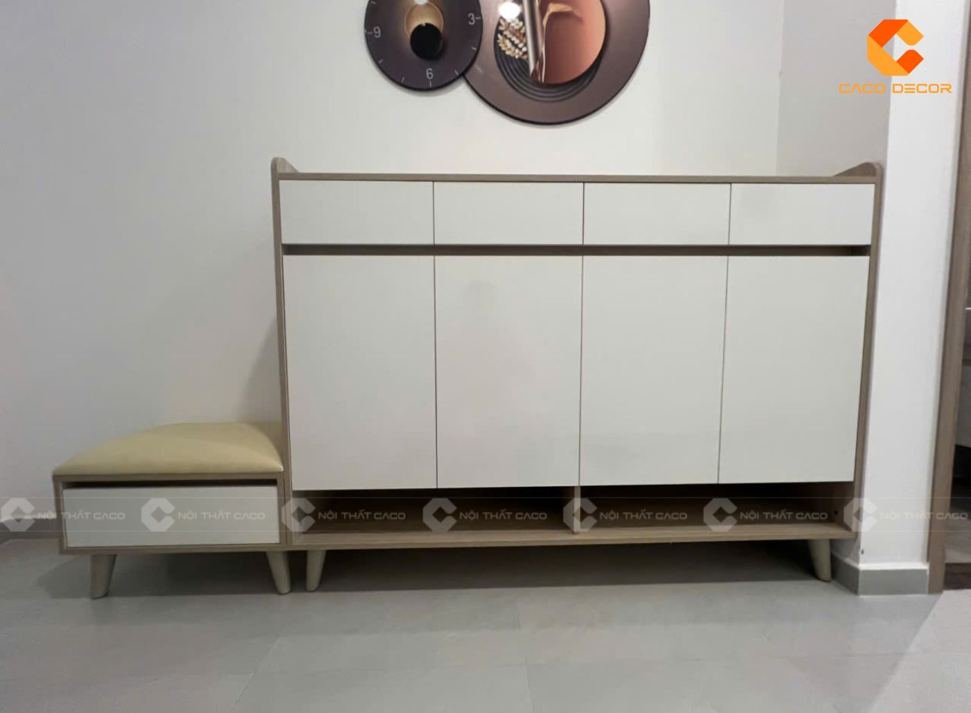Mẫu tủ giày dép gỗ công nghiệp đẹp cho phòng khách