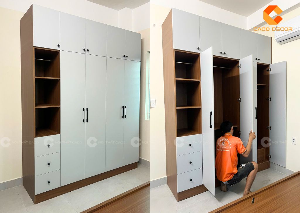 Mẫu tủ quần áo được chụp thực tế tại nhà khách