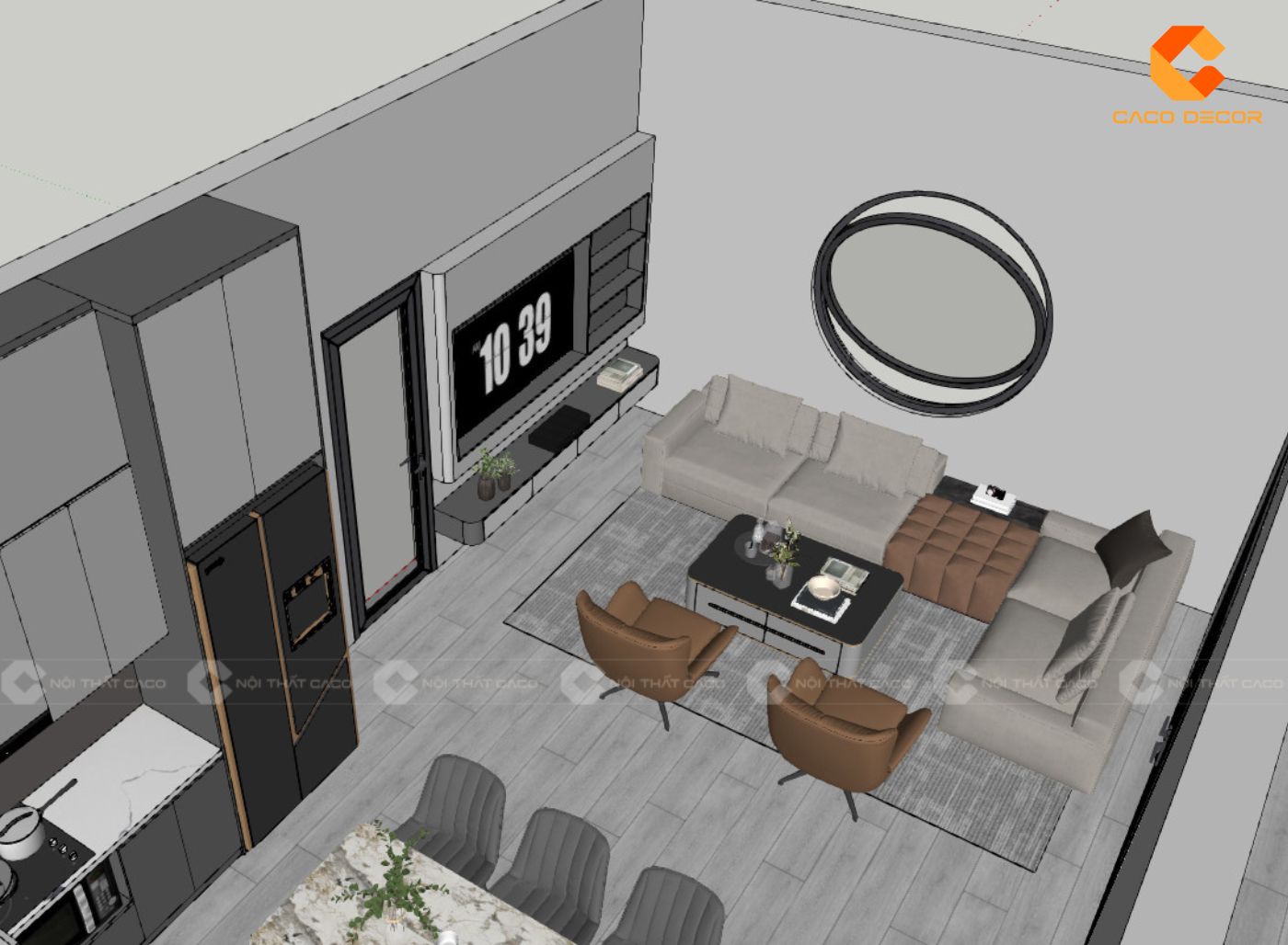 Mẫu thiết kế 3D nội thất phòng khách