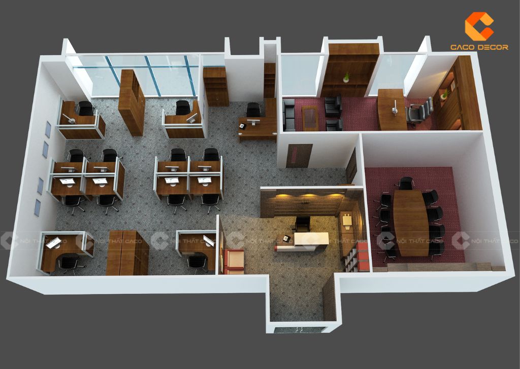 Mẫu thiết kế 3D nội thất văn phòng hiện đại