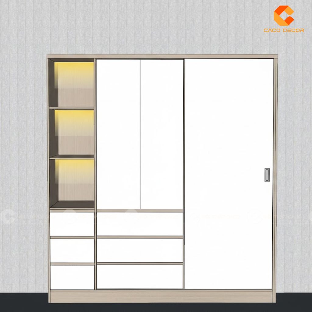 Hình thiết kế 3D tủ quần áo nhà chị Thư phường Chánh Hưng