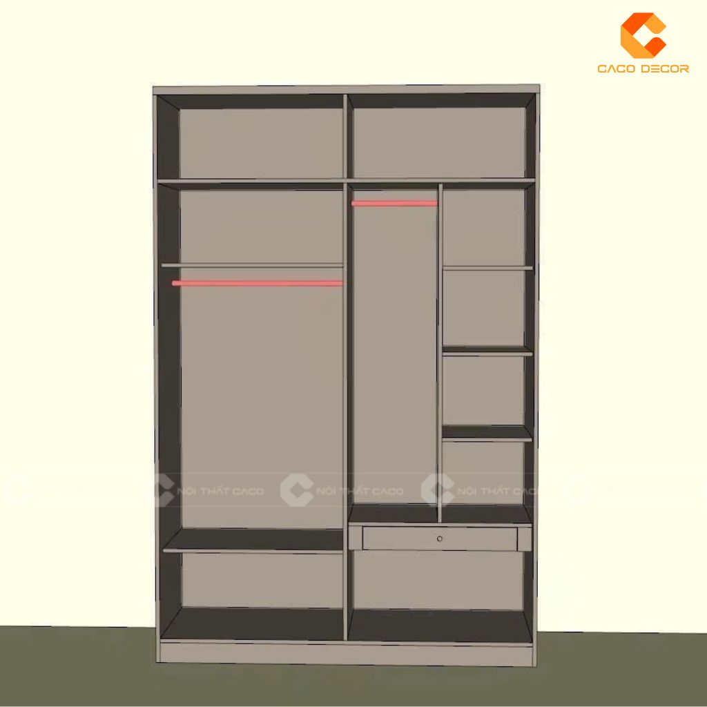 Hình thiết kế các khoang bên trong tủ quần áo