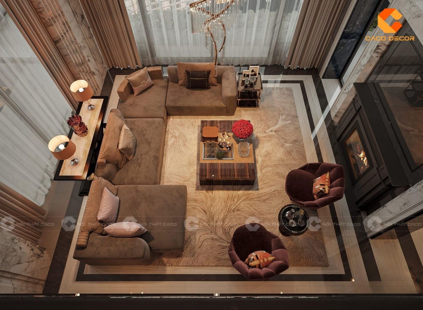 Mẫu thiết kế nội thất phòng khách cho biệt thự