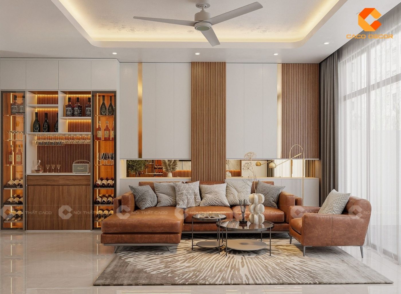 Thiết kế nội thất phòng khách đẹp cho nhà phố