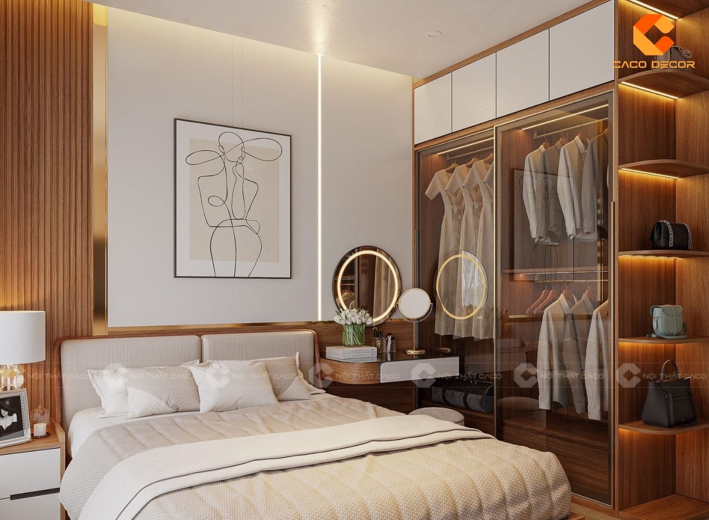 Mẫu thiết kế nội thất phòng ngủ đẹp sang trọng cho nhà phố