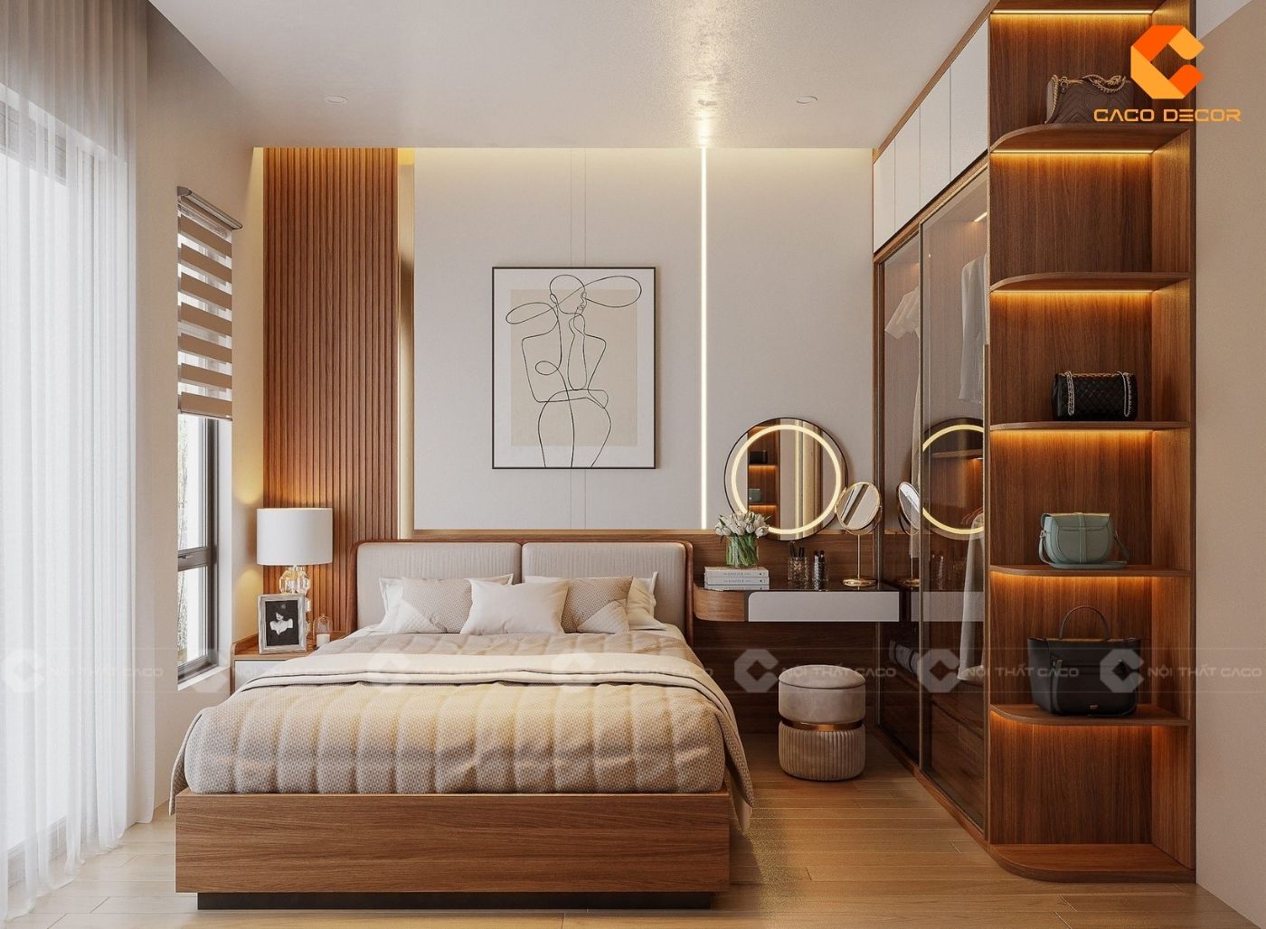 Thiết kế combo nội thất giường tủ đẹp cho phòng ngủ nhà phố