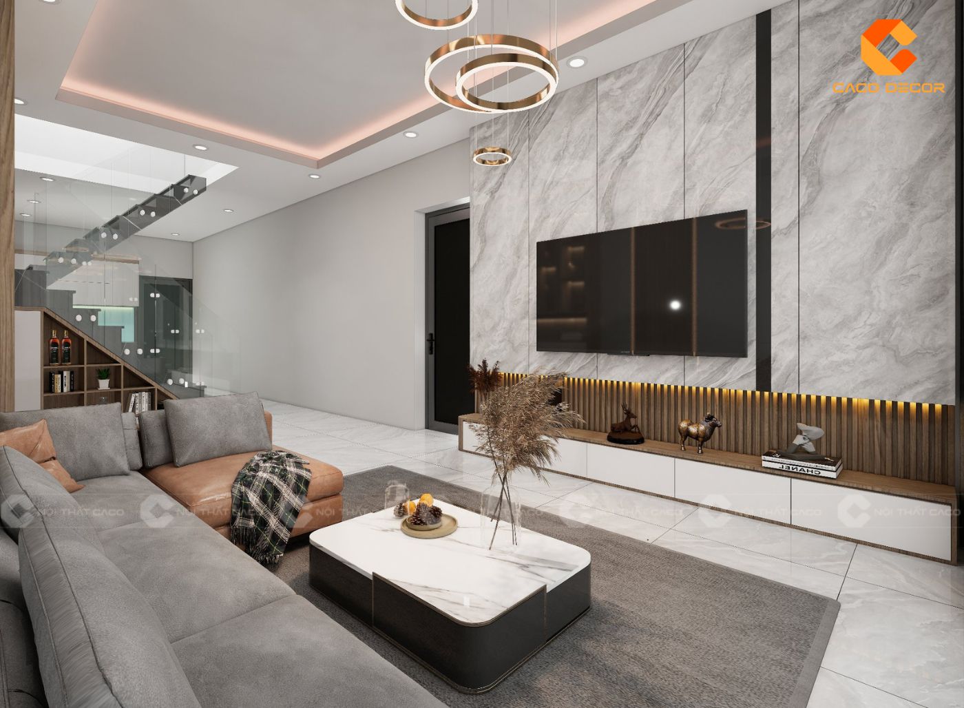 Thiết kế phòng khách của nội thất nhà phố phổ biến hiện nay