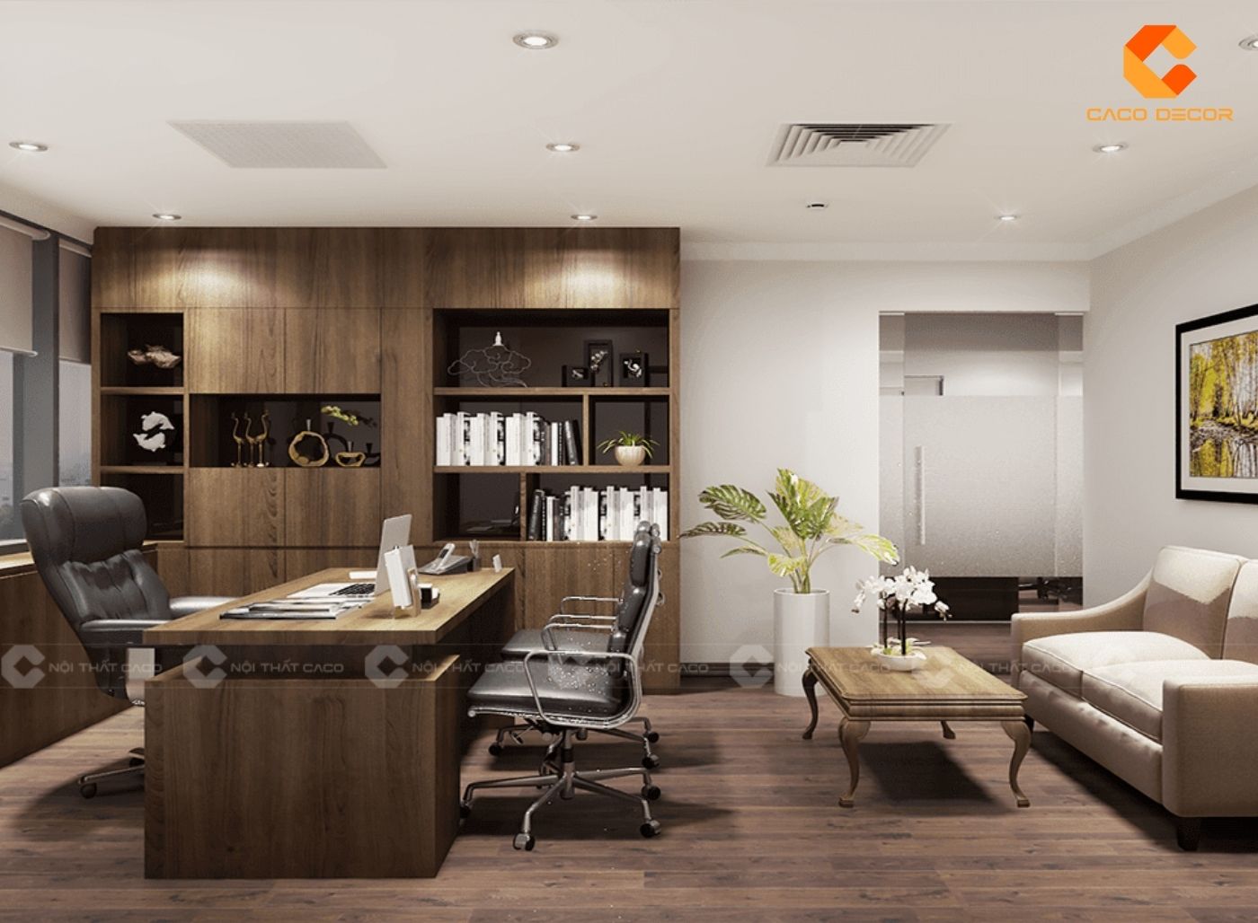 Thiết kế nội thất phòng làm việc giám đốc đẹp hiện đại