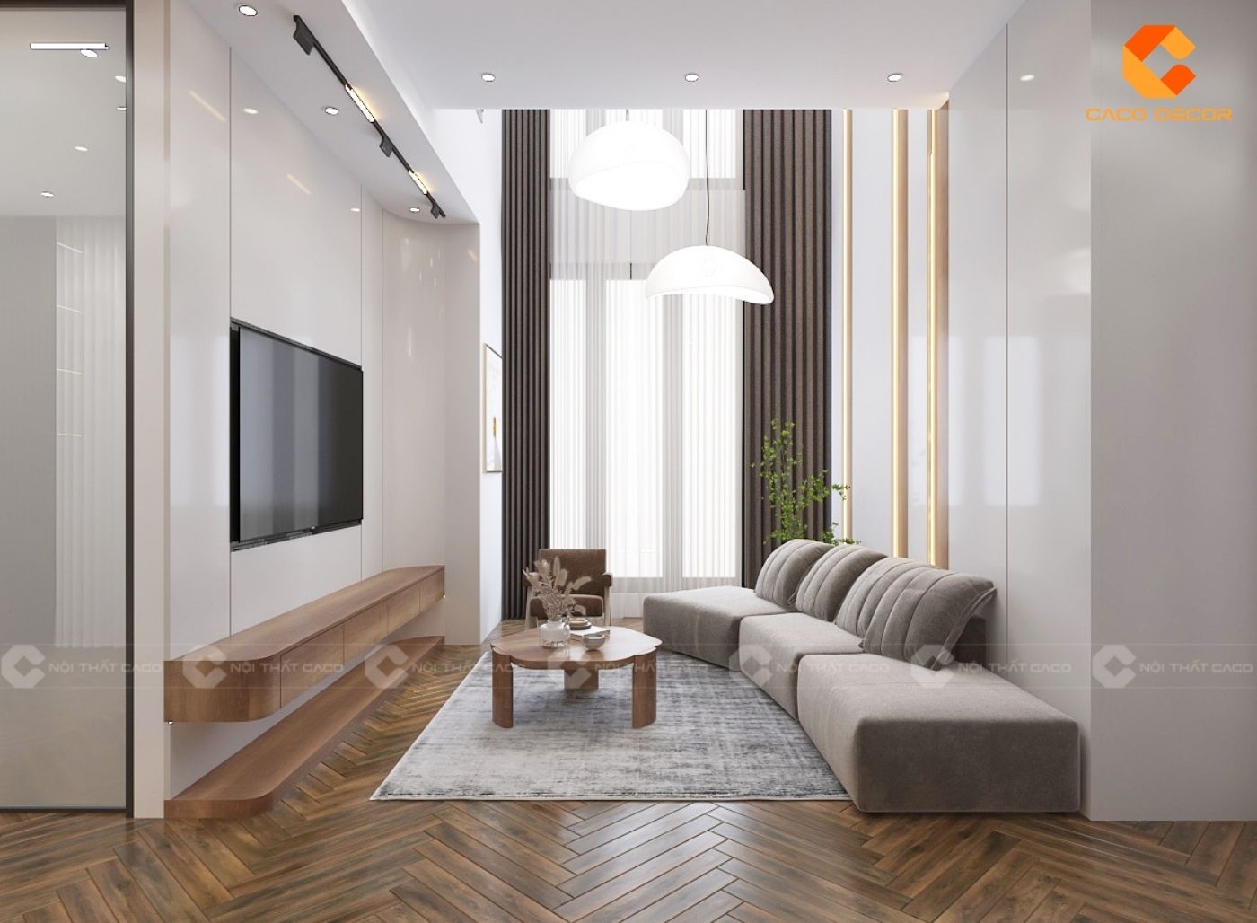 Mẫu thiết kế nội thất phòng khách tối giản