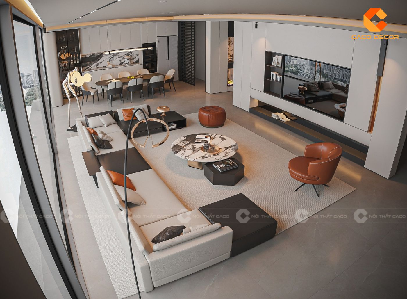 Mẫu thiết kế phòng khách đẹp tiện nghi cho biệt thự