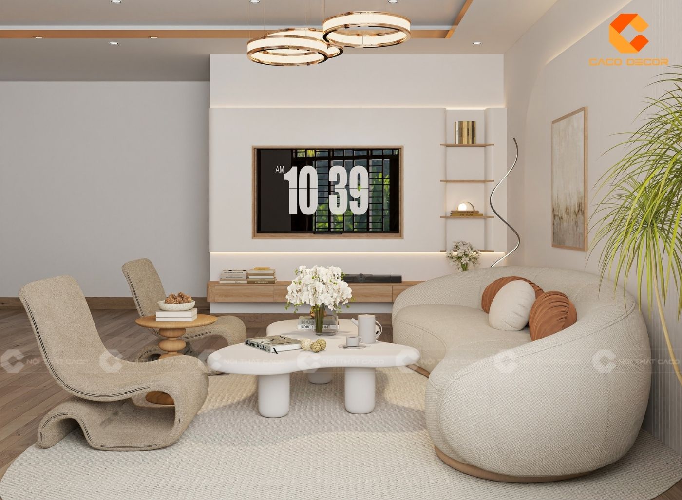 Không gian nội thất phòng khách phong cách hiện đại trẻ trung