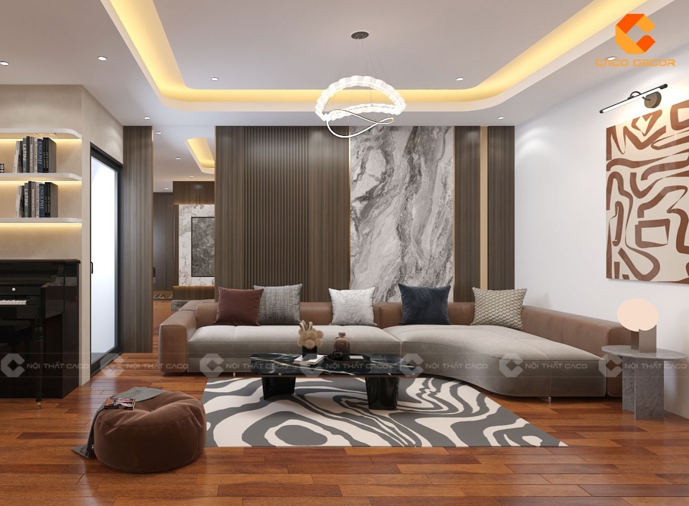 Thiết kế bộ sofa và bàn trà hiện đại cho phòng khách