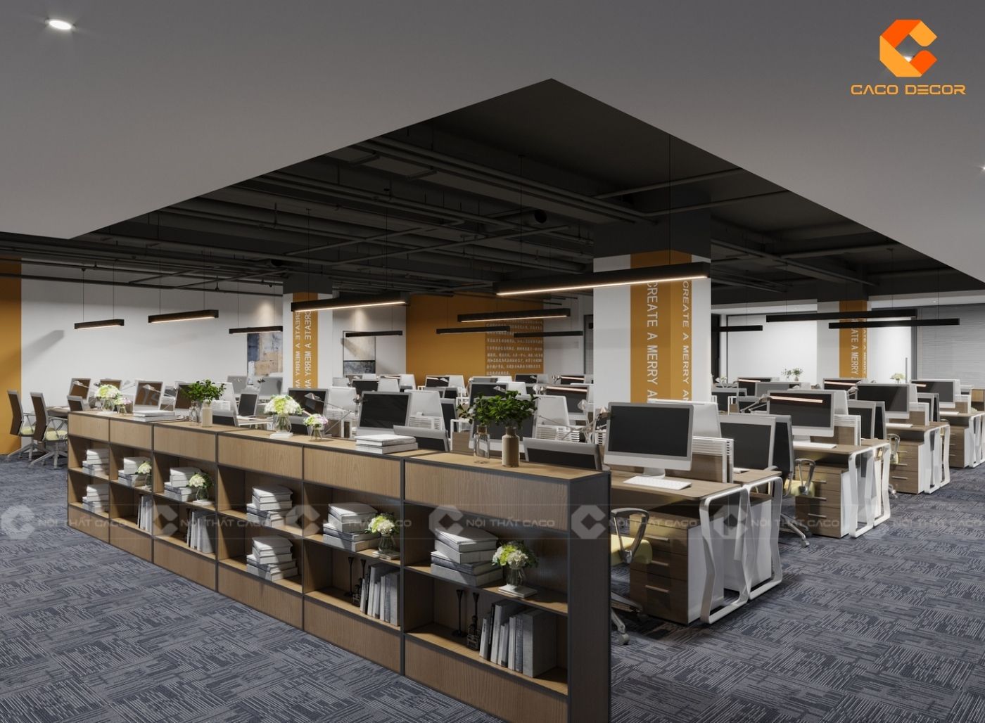 Mẫu thiết kế nội thất văn phòng hiện đại đủ tiện nghi