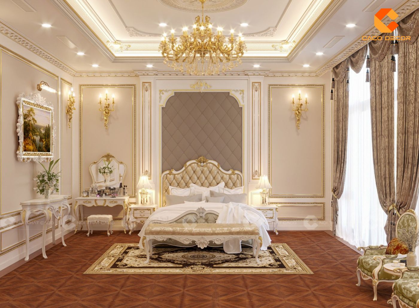 Thiết kế nội thất phòng ngủ phong cách cổ điển sang trọng