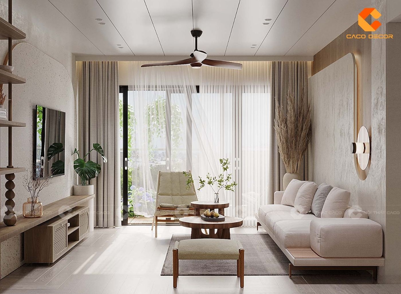 Thiết kế nội thất phòng khách hiện đại tận dụng tối đa ánh sáng