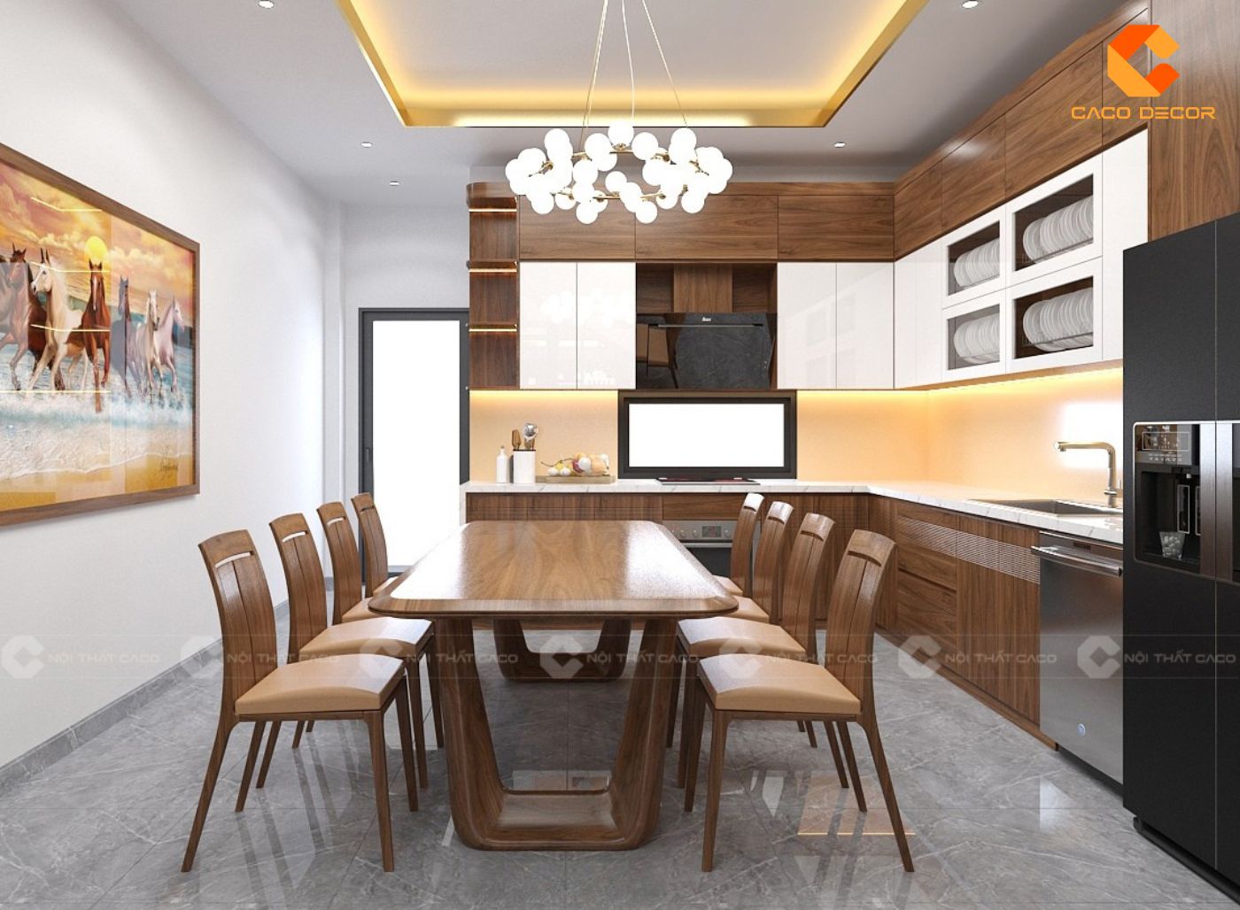 Không gian nội thất bếp nhà phố