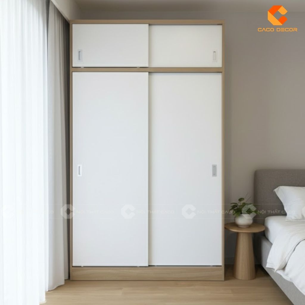 Mẫu thiết kế 3D tủ quần áo cửa lùa 2 cánh