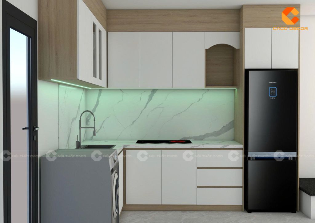 Tủ Bếp Gỗ Công Nghiệp TBM116 Chữ L Có Ông Táo 2