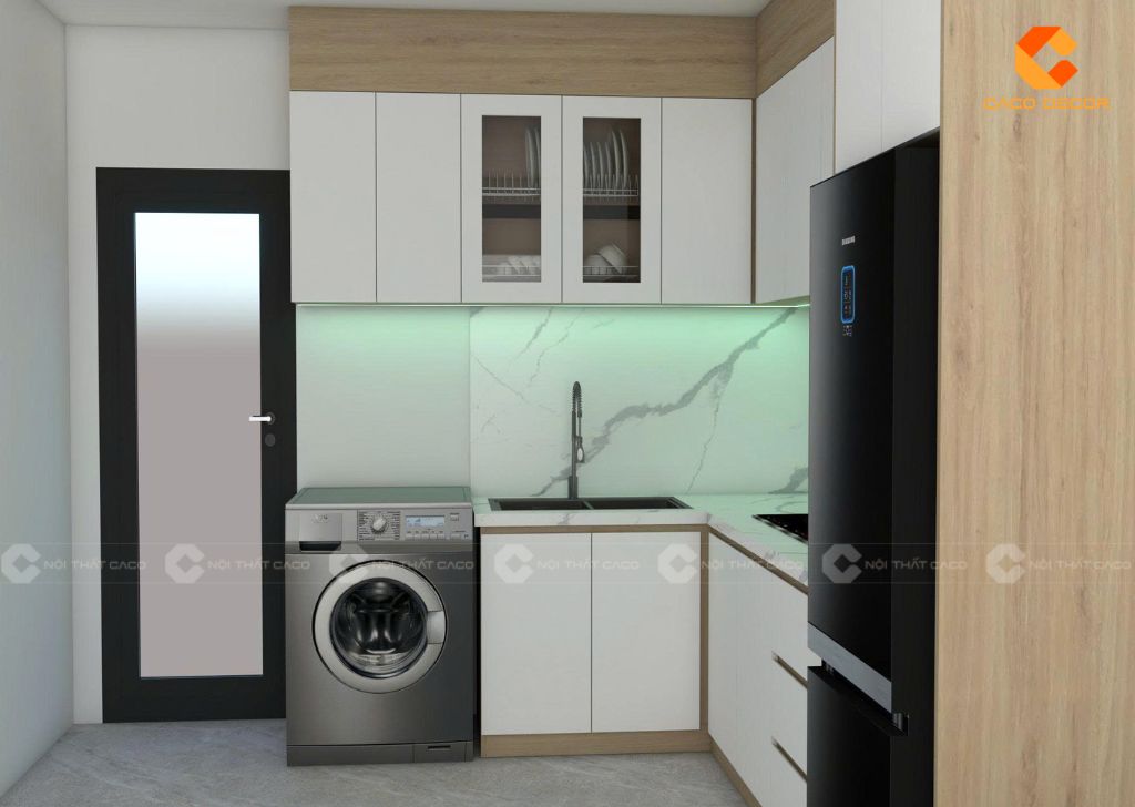 Tủ Bếp Gỗ Công Nghiệp TBM116 Chữ L Có Ông Táo 3