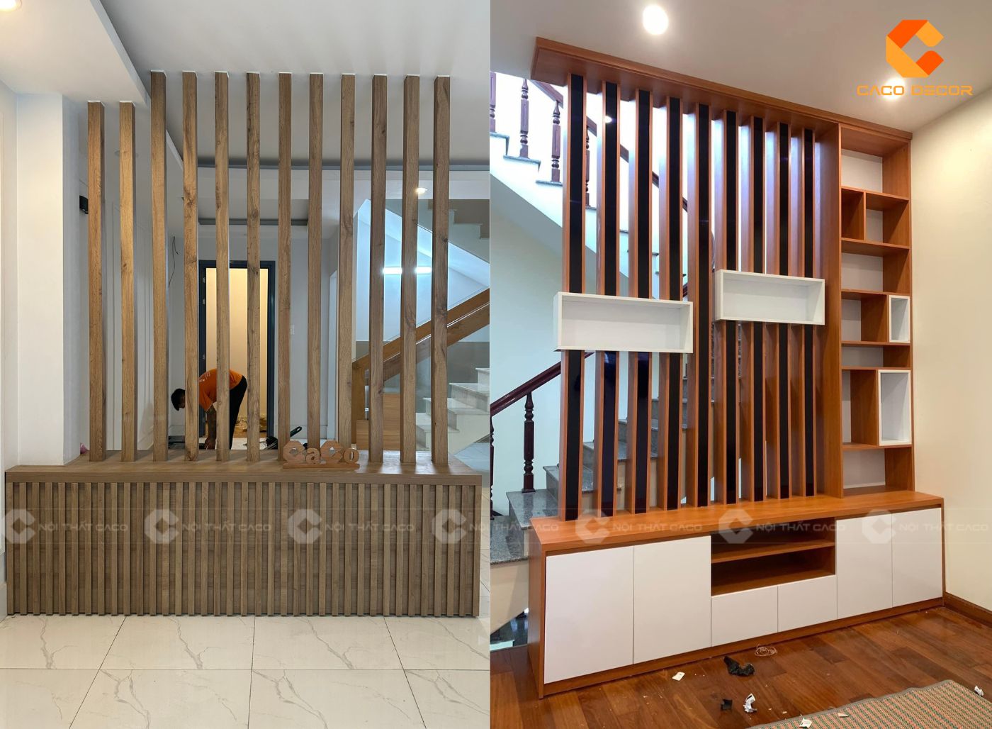 Hoàn thiện vách ngăn trang trí đẹp cho phòng khách