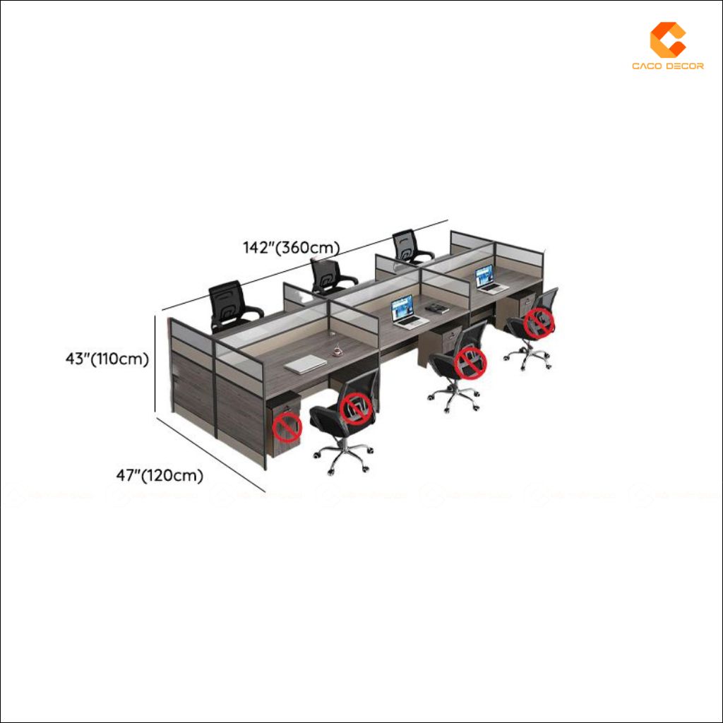 Bàn Làm Việc Nhân Viên BLVNV21 Vân Gỗ Xám Hiện Đại 6