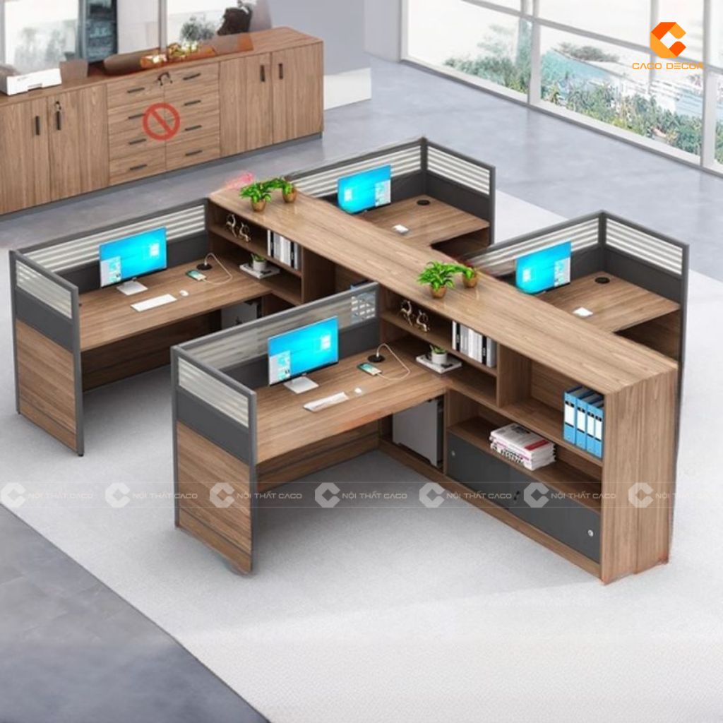 Bàn Làm Việc Nhân Viên BLVNV22 Tích Hợp Kệ Sách Đa Năng 4