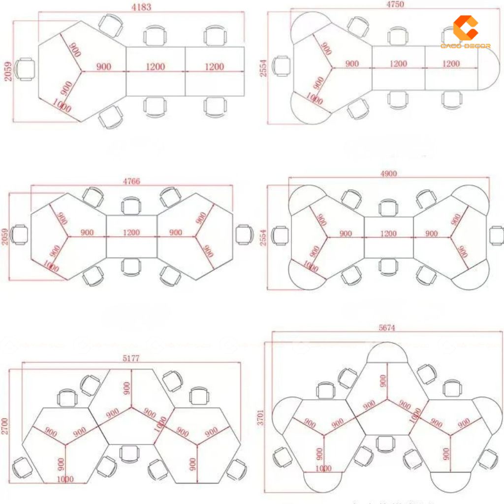 Bàn Làm Việc Nhân Viên BLVNV32 Thiết Kế Module Đa Giác 7