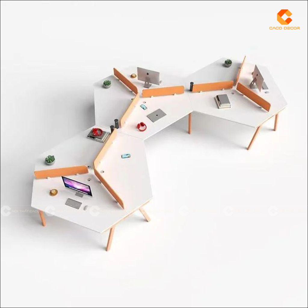 Bàn Làm Việc Nhân Viên BLVNV32 Thiết Kế Module Đa Giác 5