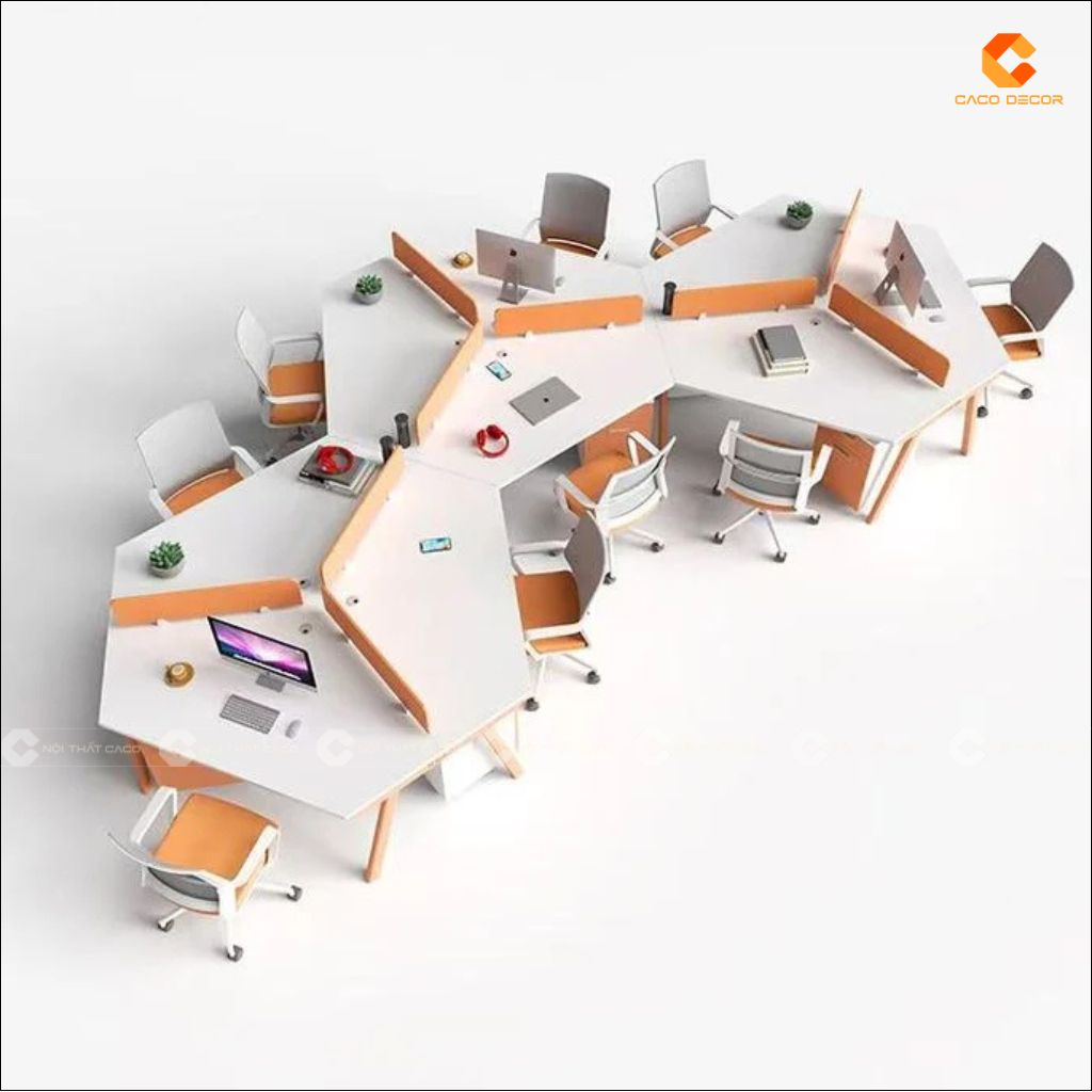 Bàn Làm Việc Nhân Viên BLVNV32 Thiết Kế Module Đa Giác 6