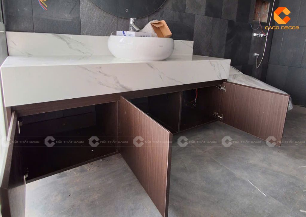 Hình thực tế tủ đựng bên dưới lavabo phòng tắm