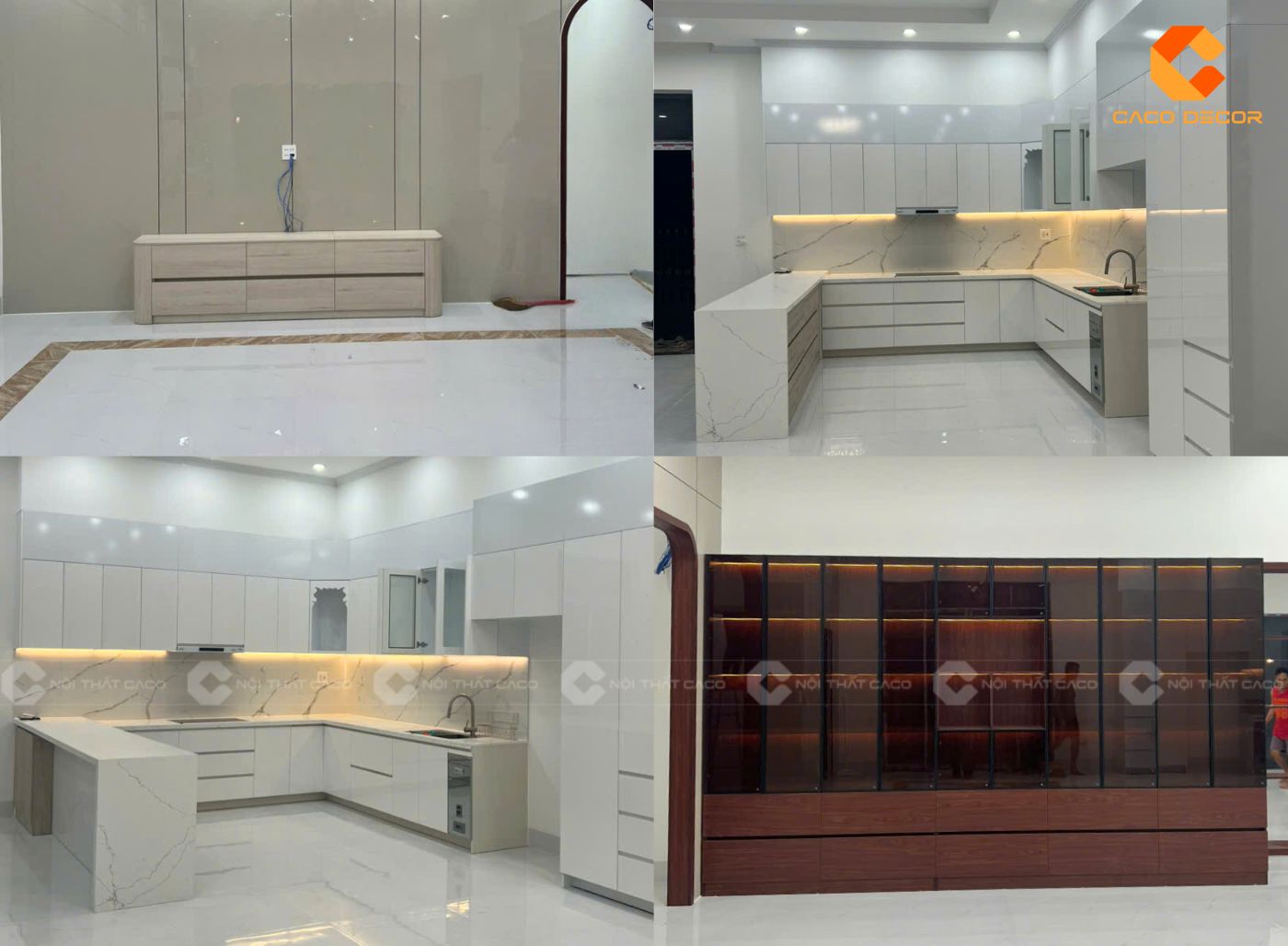 CaCo thi công nội thất phòng khách và bếp biệt thự Cà Mau