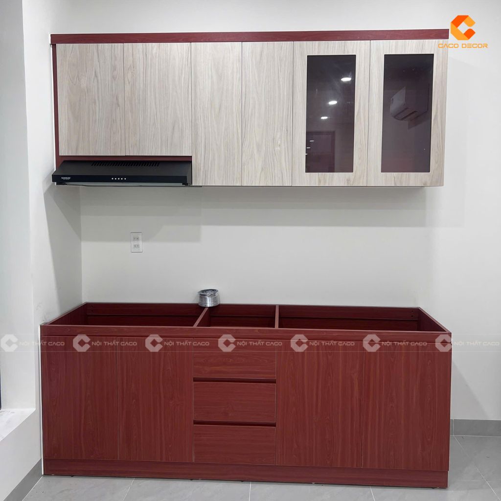 Hình thực tế tủ bếp gỗ công nghiệp TBM118 bàn giao