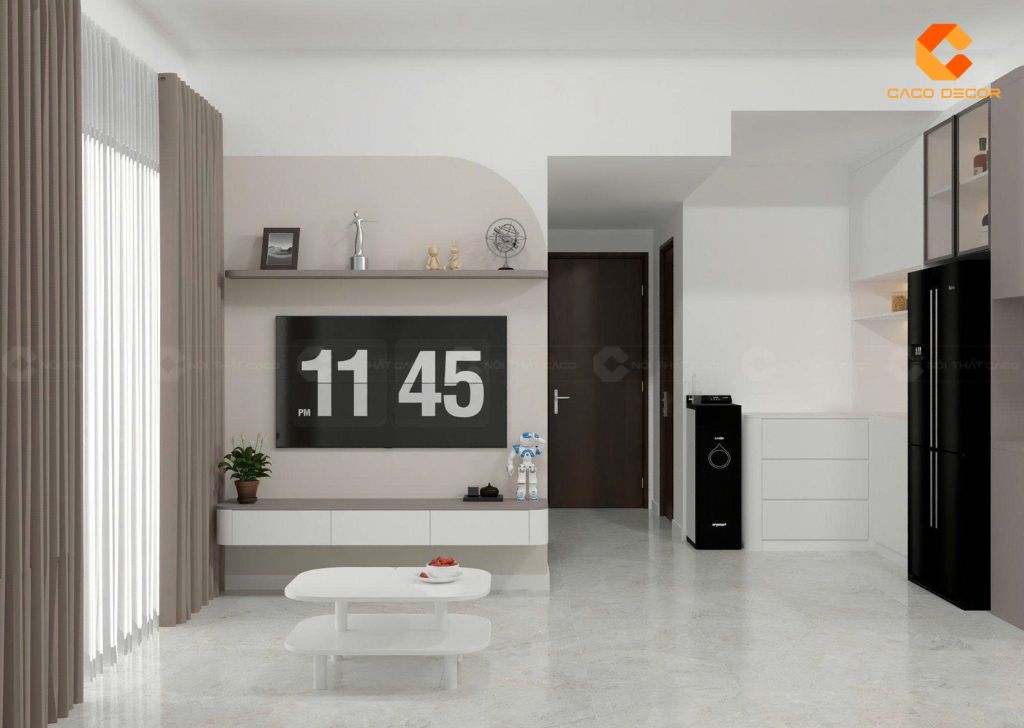 Mẫu thiết kế nội thất phòng khách chung cư chị Lê Huỳnh