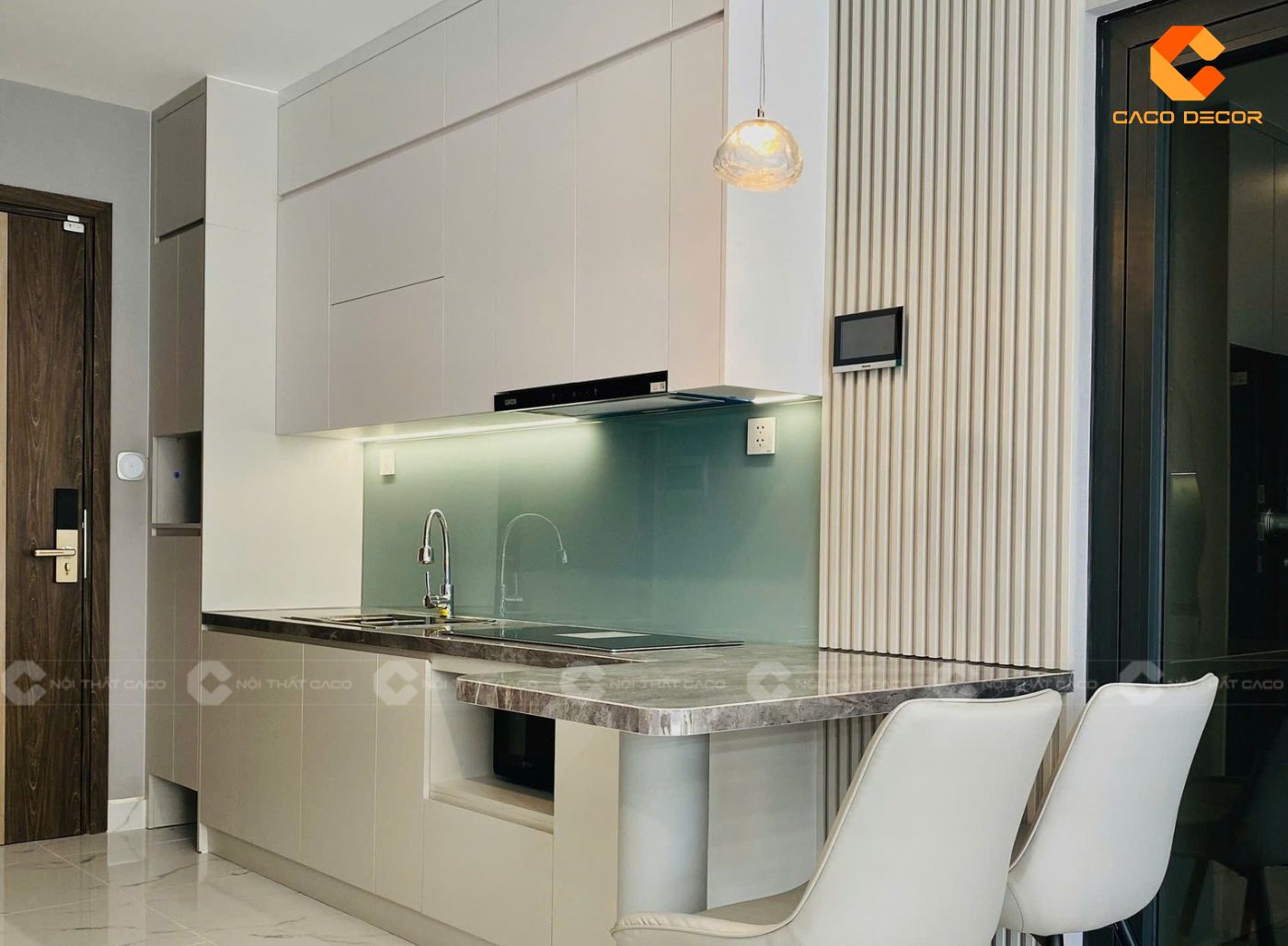 Mẫu tủ bếp chữ I tiết kiệm diện tích cho chung cư