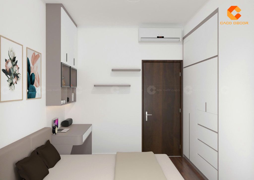 Phòng ngủ 2 thiết kế tủ quần áo âm tường tiết kiệm diện tích