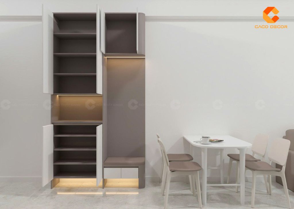 Thiết kế các khoang kệ bên trong tủ giày