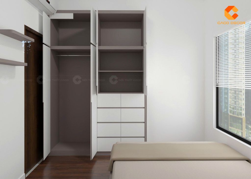 Mẫu thiết kế 3D tủ quần áo âm tường