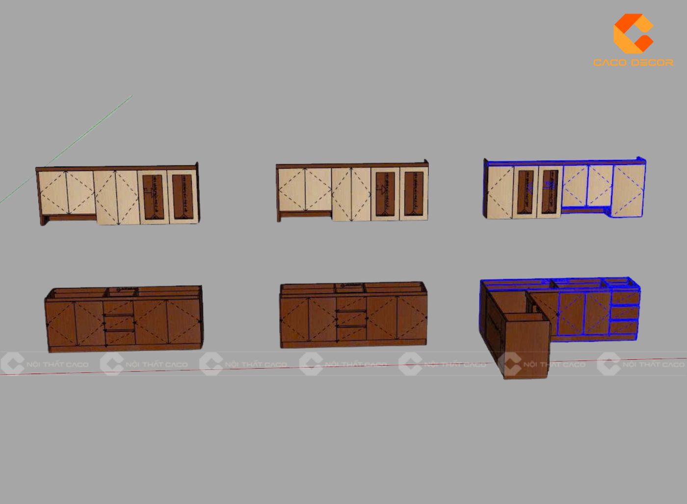 Mẫu thiết kế 2D tủ bếp cho kiến trúc sư CaCo thực hiện