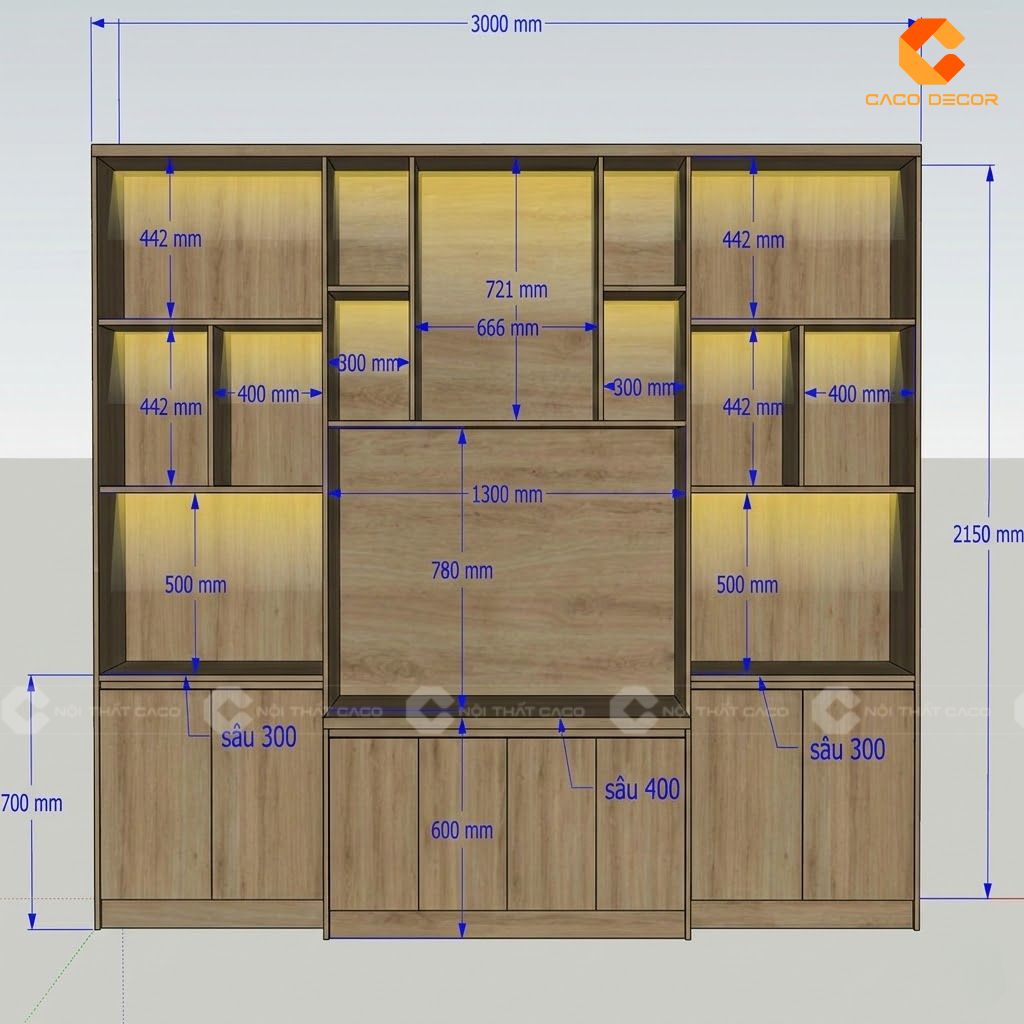 Thiết kế 2D vách ngăn trang trí bàn giao cho nhà anh Chiến