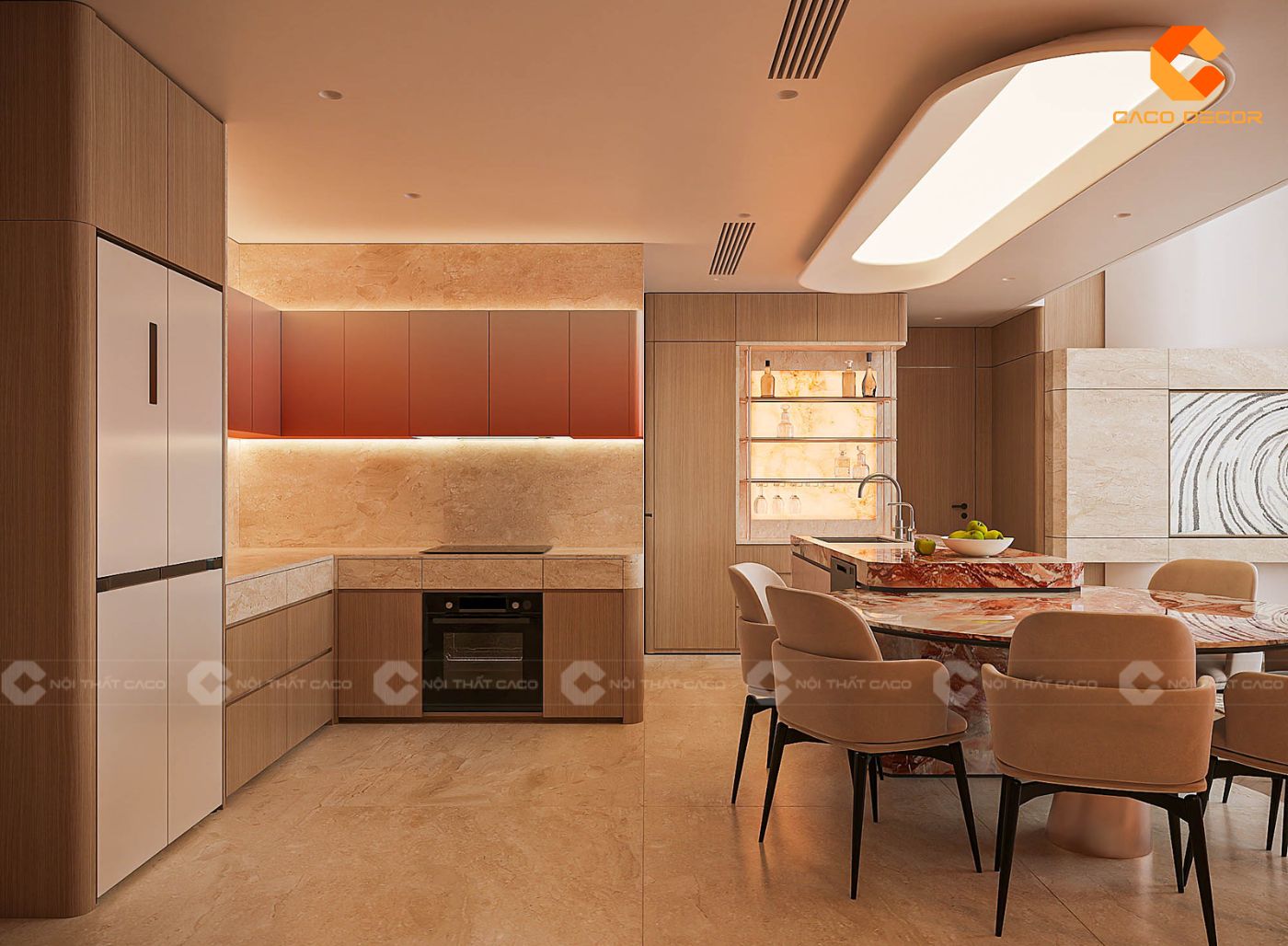 Thiết kế nội thất phòng bếp hiện đại đẹp cho chung cư