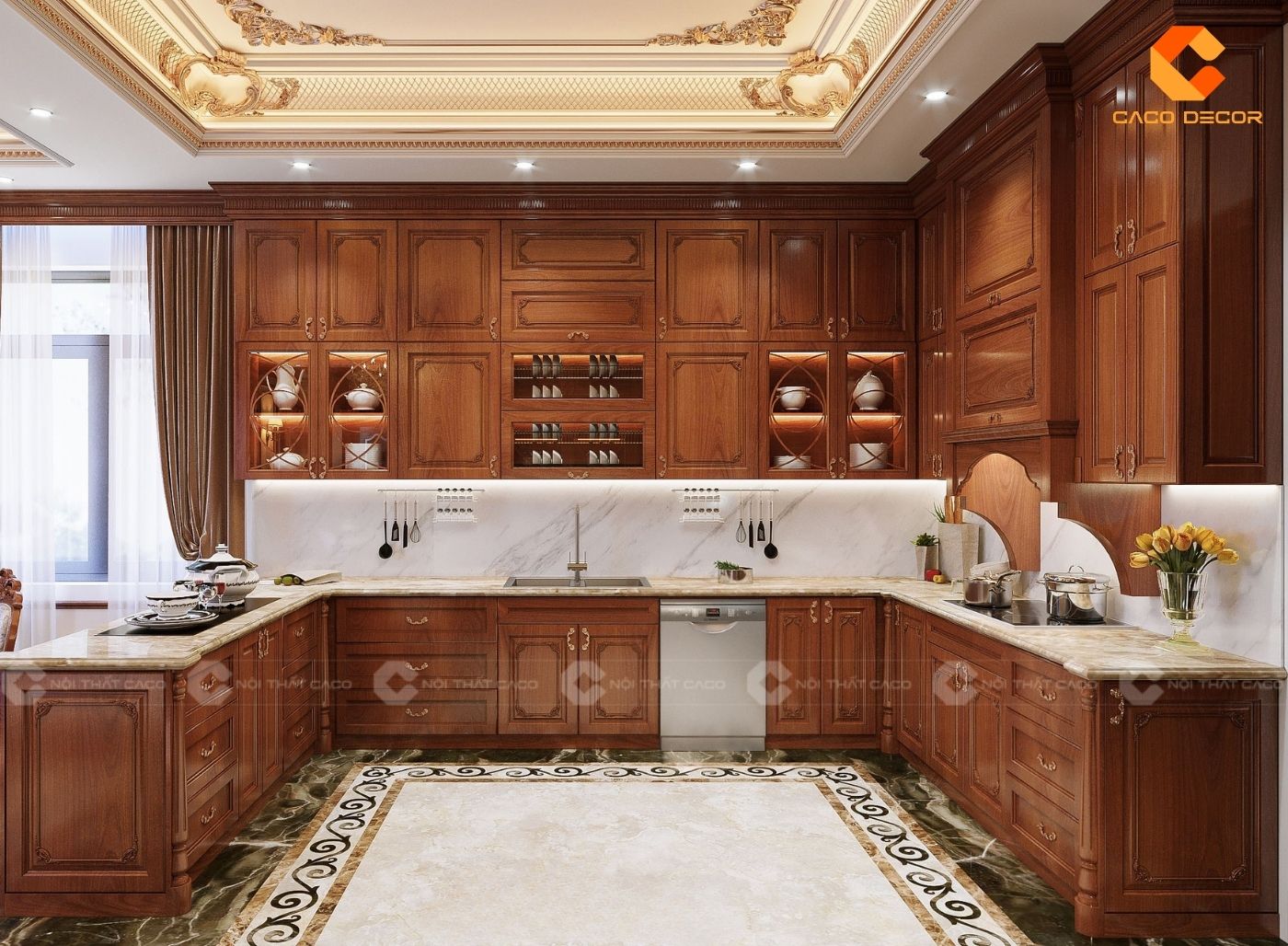 Mẫu thiết kế nội thất bếp kiểu cổ điển sang trọng