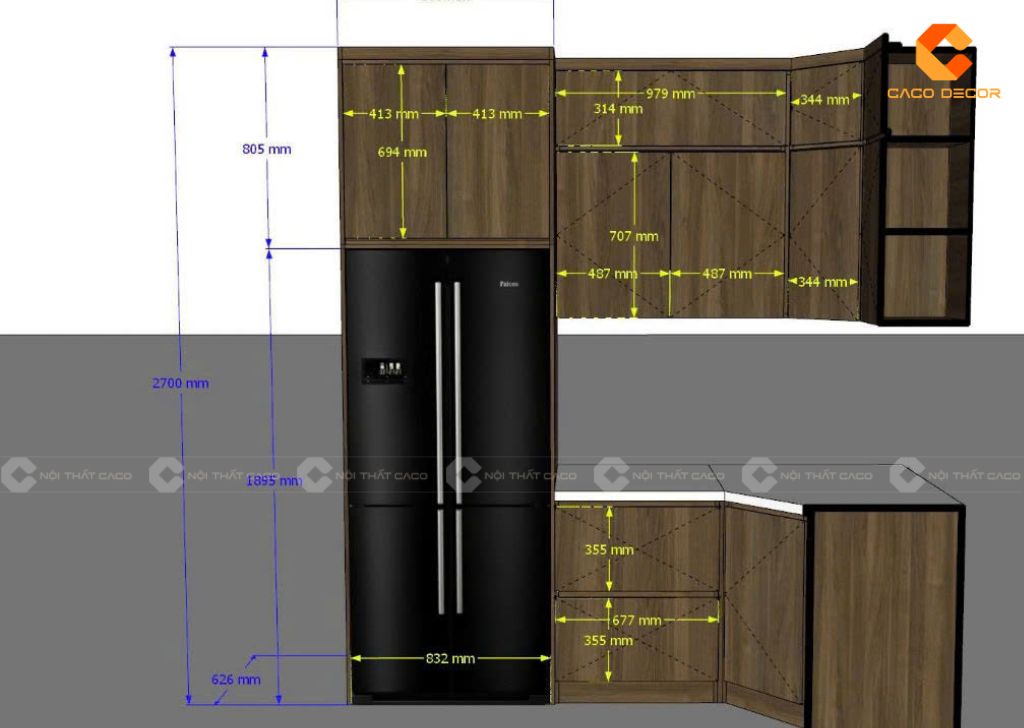 Hình thiết kế 2D tủ bếp cho biệt thự tại Long An