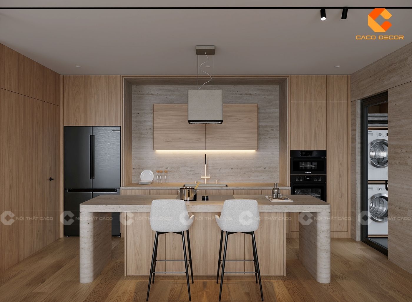 Mẫu thiết kế bếp có bàn đảo cho nhà phố