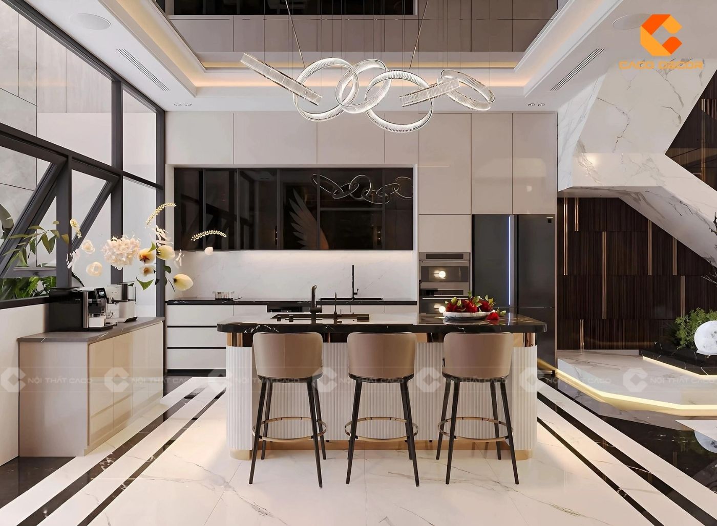 Mẫu thiết kế nhà bếp phong cách hiện đại sang trọng