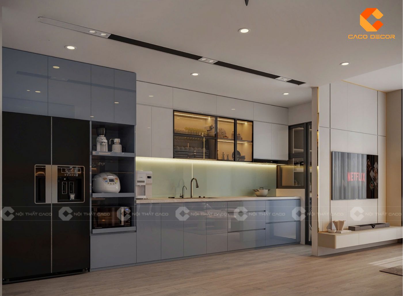 Thiết kế phòng bếp liền phòng khách đang là xu hướng