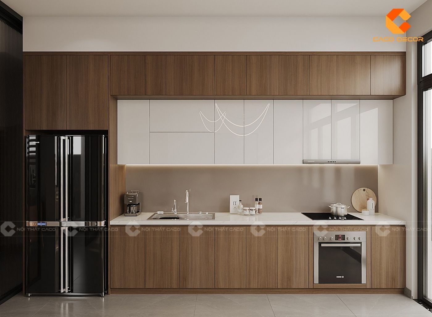 Mẫu thiết kế bếp chữ I cho căn hộ chung cư