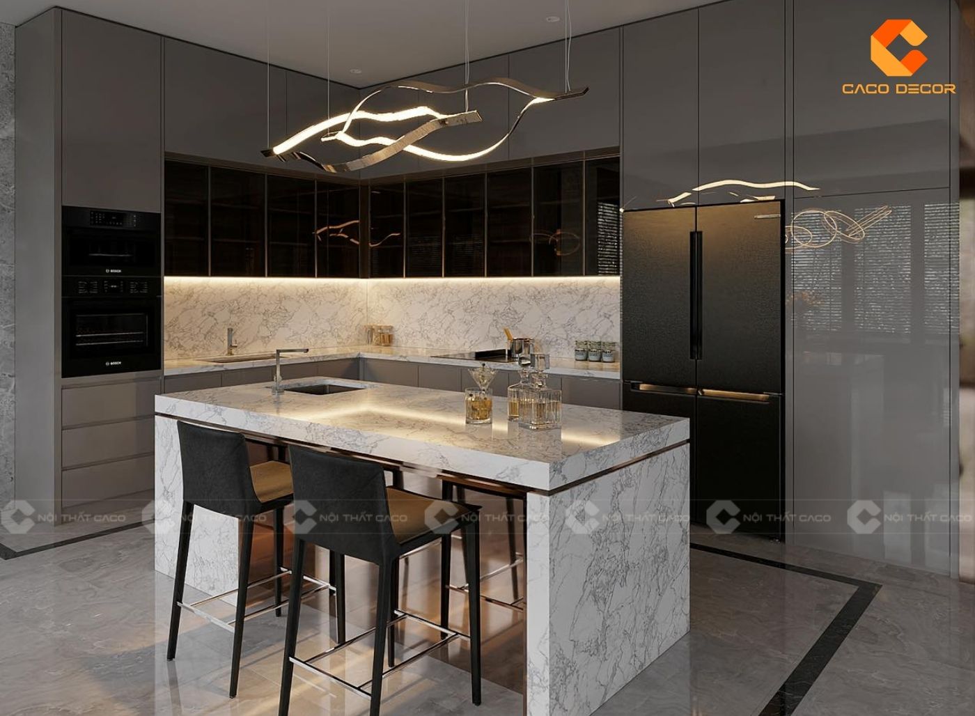 Thiết kế nội thất phòng bếp kiểu Indochine hiện đại